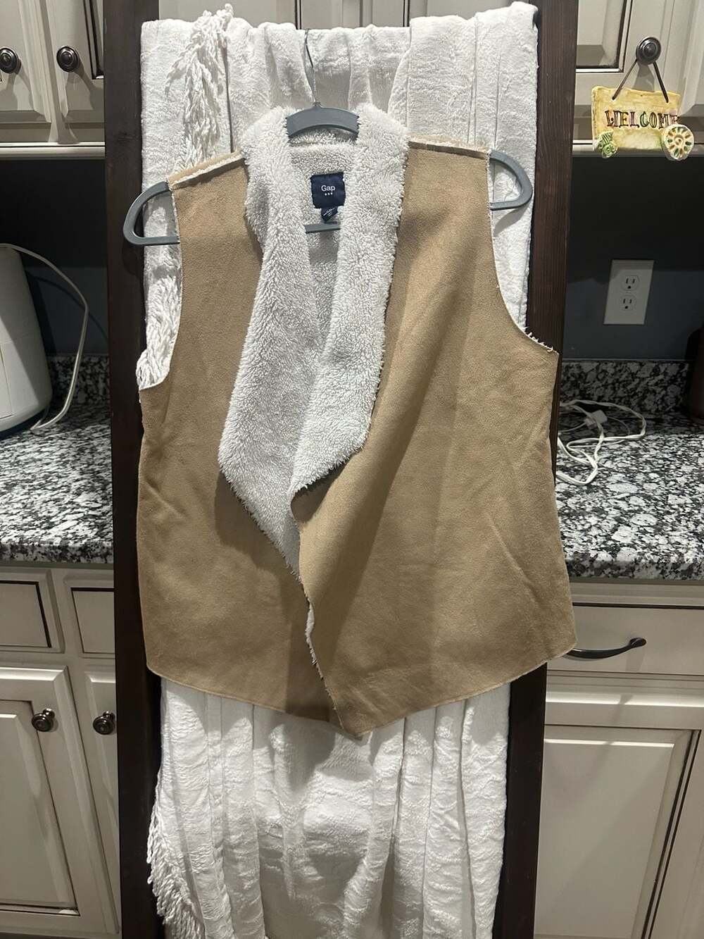 Gap Women's Faux Suede Sherpa-Trim Open Front Vest